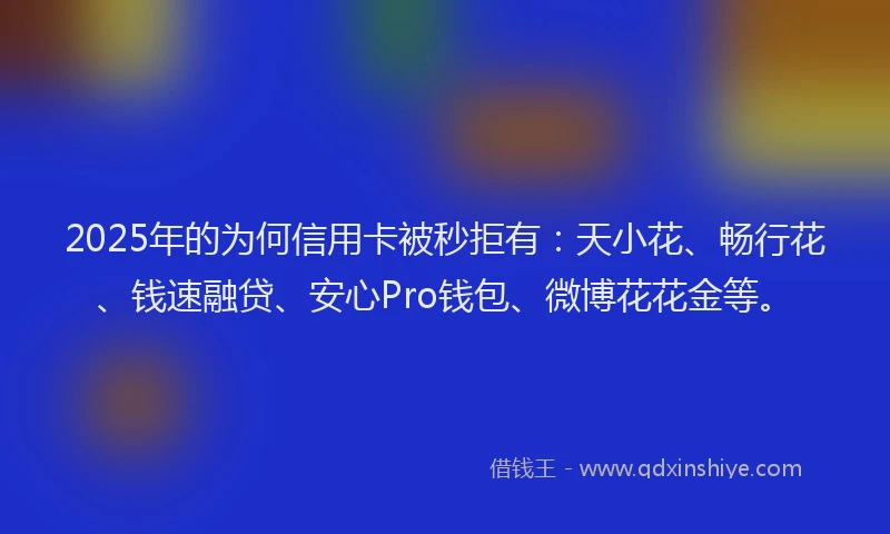 2025年的为何信用卡被秒拒有：天小花、畅行花、钱速融贷、安心Pro钱包、微博花花金等。