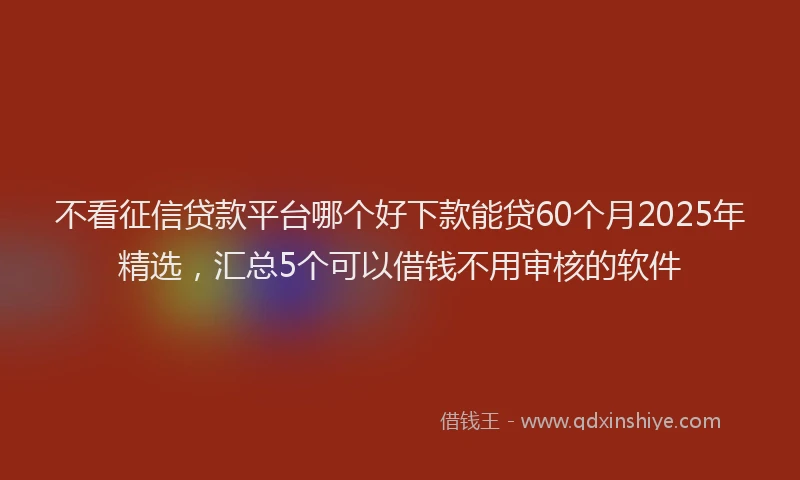 不看征信贷款平台哪个好下款能贷60个月2025年精选，汇总5个可以借钱不用审核的软件