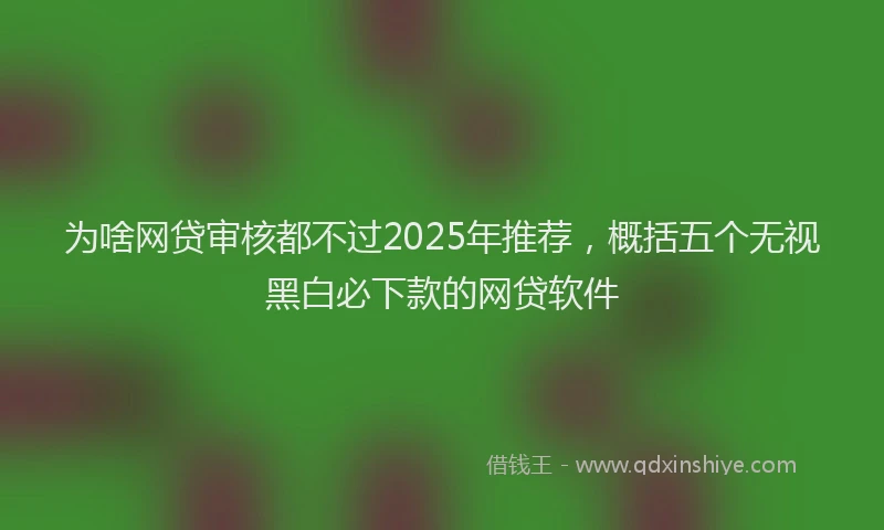 为啥网贷审核都不过2025年推荐，概括五个无视黑白必下款的网贷软件