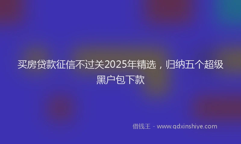 买房贷款征信不过关2025年精选，归纳五个超级黑户包下款