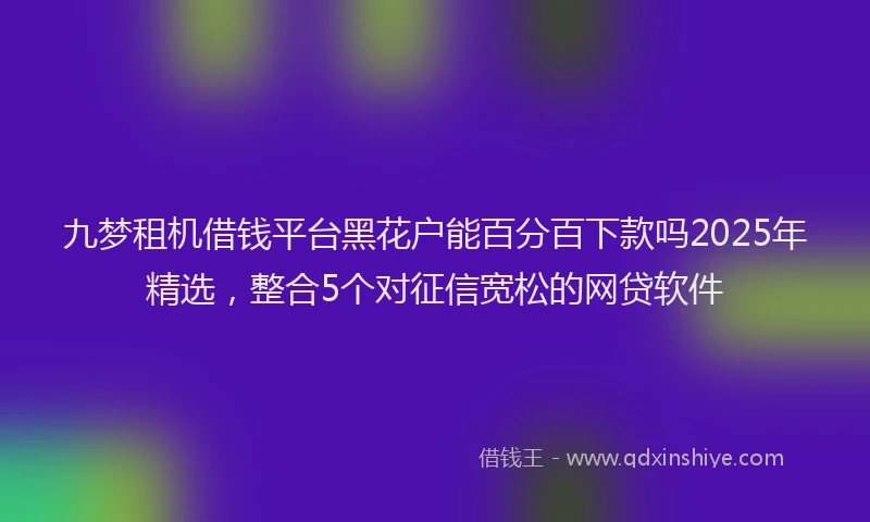 九梦租机借钱平台黑花户能百分百下款吗2025年精选，整合5个对征信宽松的网贷软件
