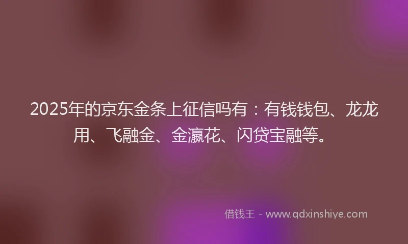 2025年的京东金条上征信吗有：有钱钱包、龙龙用、飞融金、金瀛花、闪贷宝融等。