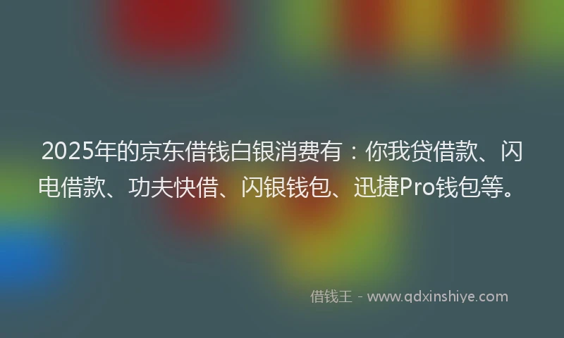 2025年的京东借钱白银消费有：你我贷借款、闪电借款、功夫快借、闪银钱包、迅捷Pro钱包等。