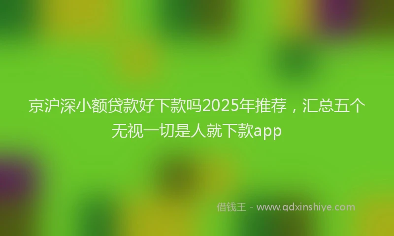 京沪深小额贷款好下款吗2025年推荐，汇总五个无视一切是人就下款app