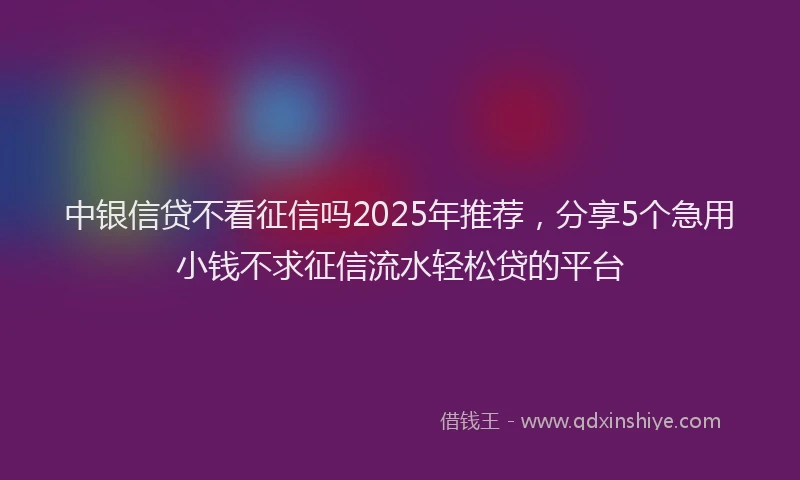 中银信贷不看征信吗2025年推荐，分享5个急用小钱不求征信流水轻松贷的平台