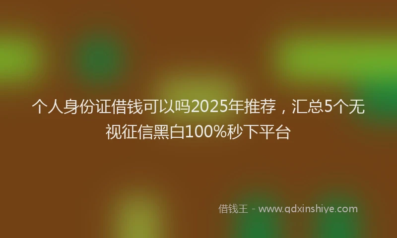 个人身份证借钱可以吗2025年推荐，汇总5个无视征信黑白100%秒下平台