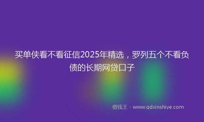 买单侠看不看征信2025年精选，罗列五个不看负债的长期网贷口子