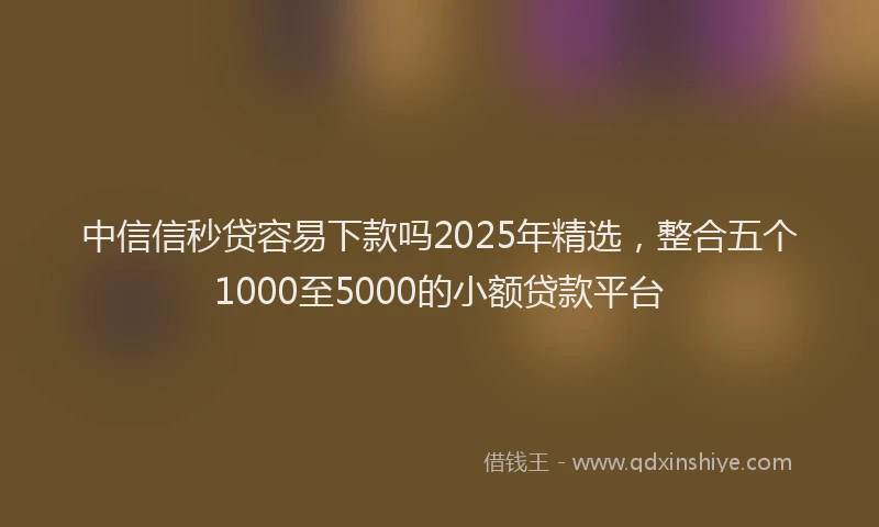 中信信秒贷容易下款吗2025年精选，整合五个1000至5000的小额贷款平台