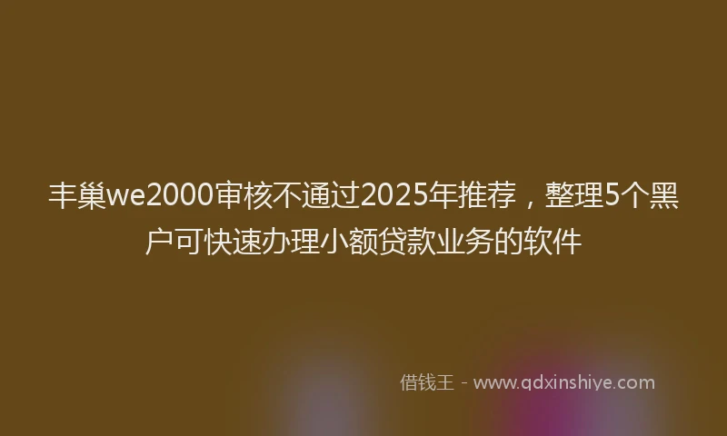 丰巢we2000审核不通过2025年推荐，整理5个黑户可快速办理小额贷款业务的软件