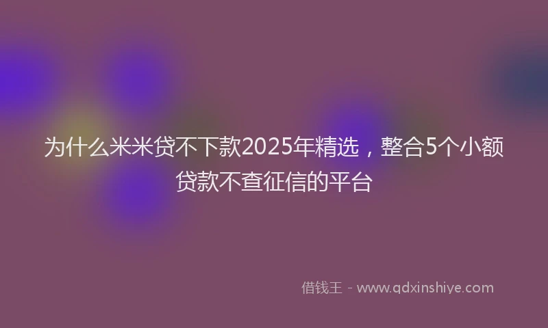 为什么米米贷不下款2025年精选，整合5个小额贷款不查征信的平台