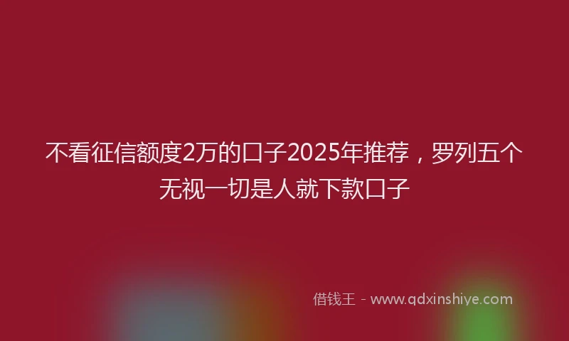 不看征信额度2万的口子2025年推荐，罗列五个无视一切是人就下款口子