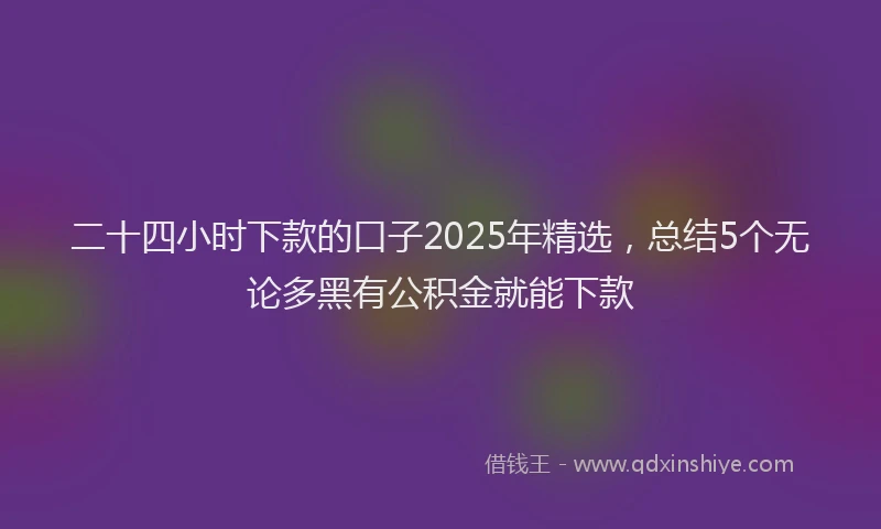 二十四小时下款的口子2025年精选，总结5个无论多黑有公积金就能下款