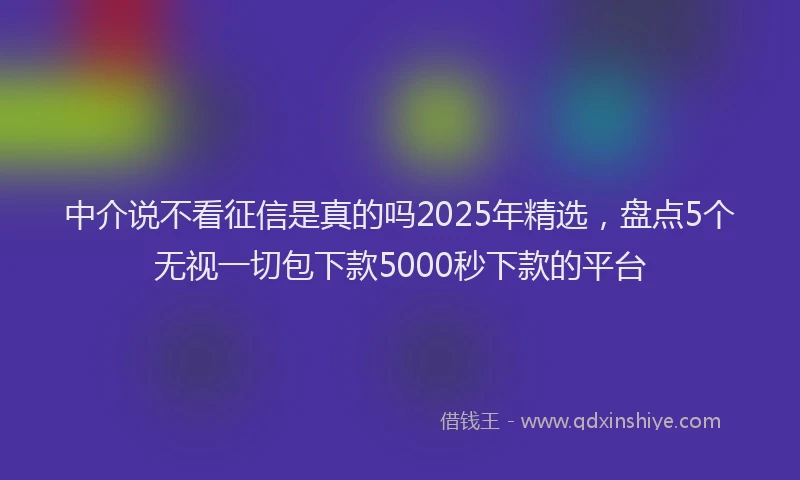 中介说不看征信是真的吗2025年精选，盘点5个无视一切包下款5000秒下款的平台