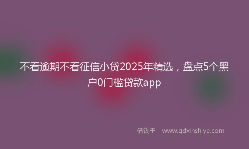 不看逾期不看征信小贷2025年精选，盘点5个黑户0门槛贷款app