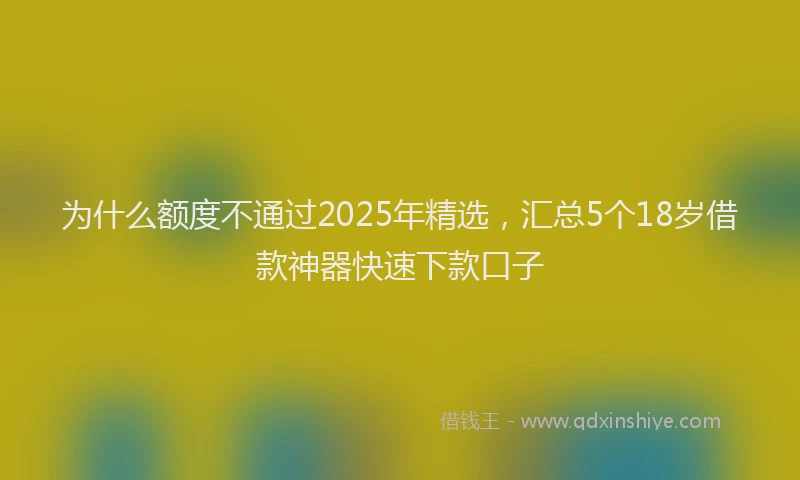 为什么额度不通过2025年精选，汇总5个18岁借款神器快速下款口子