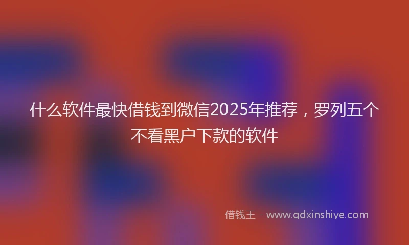 什么软件最快借钱到微信2025年推荐，罗列五个不看黑户下款的软件