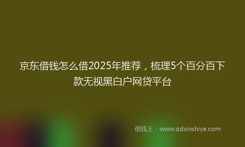 京东借钱怎么借2025年推荐，梳理5个百分百下款无视黑白户网贷平台