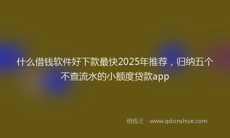 什么借钱软件好下款最快2025年推荐，归纳五个不查流水的小额度贷款app