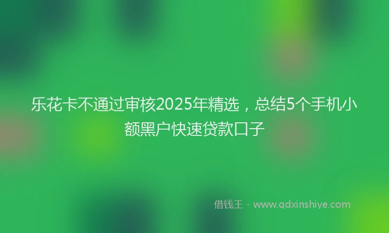 乐花卡不通过审核2025年精选，总结5个手机小额黑户快速贷款口子
