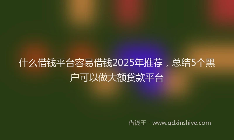 什么借钱平台容易借钱2025年推荐，总结5个黑户可以做大额贷款平台