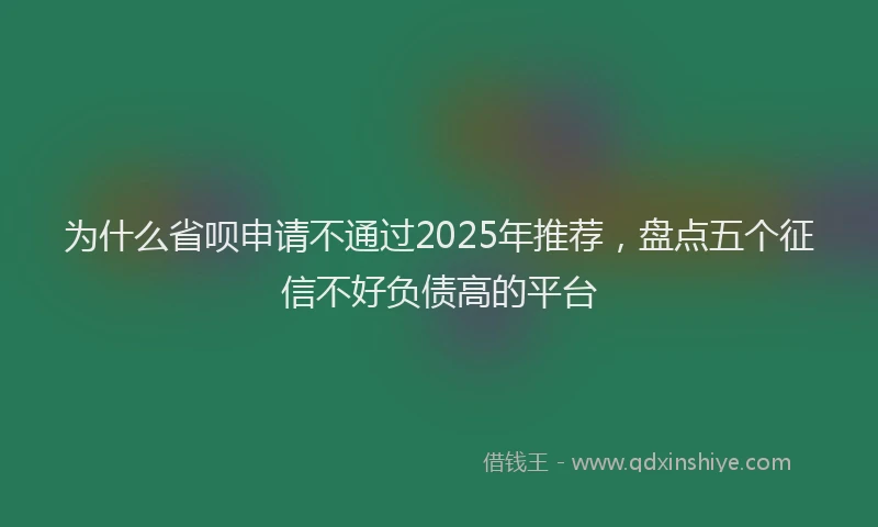 为什么省呗申请不通过2025年推荐，盘点五个征信不好负债高的平台