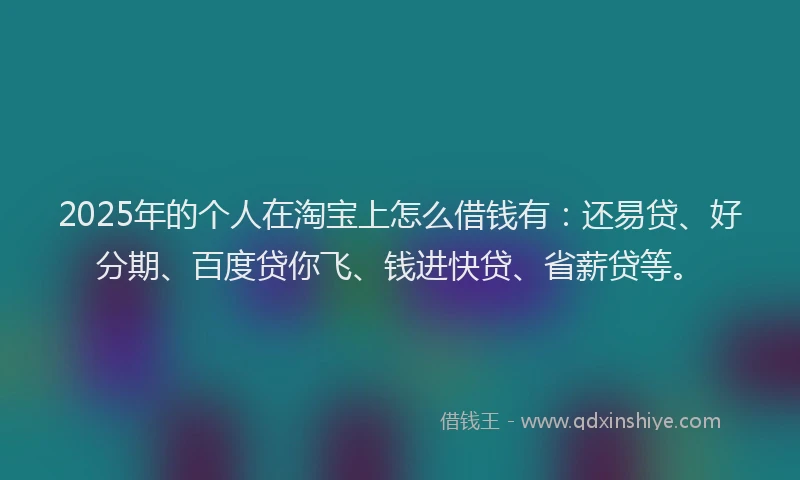 2025年的个人在淘宝上怎么借钱有：还易贷、好分期、百度贷你飞、钱进快贷、省薪贷等。