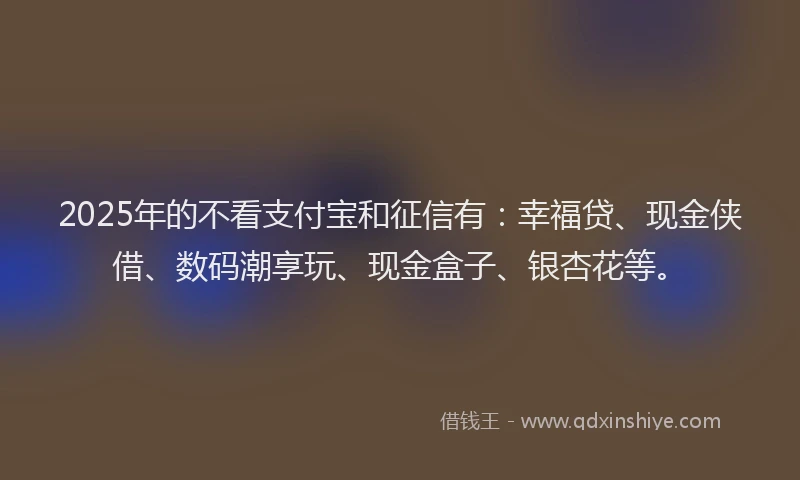 2025年的不看支付宝和征信有：幸福贷、现金侠借、数码潮享玩、现金盒子、银杏花等。