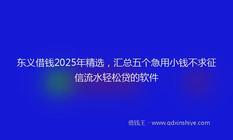 东义借钱2025年精选，汇总五个急用小钱不求征信流水轻松贷的软件