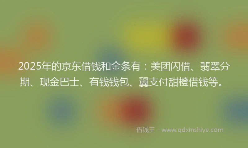 2025年的京东借钱和金条有：美团闪借、翡翠分期、现金巴士、有钱钱包、翼支付甜橙借钱等。