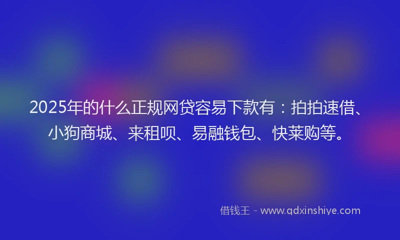 2025年的什么正规网贷容易下款有：拍拍速借、小狗商城、来租呗、易融钱包、快莱购等。
