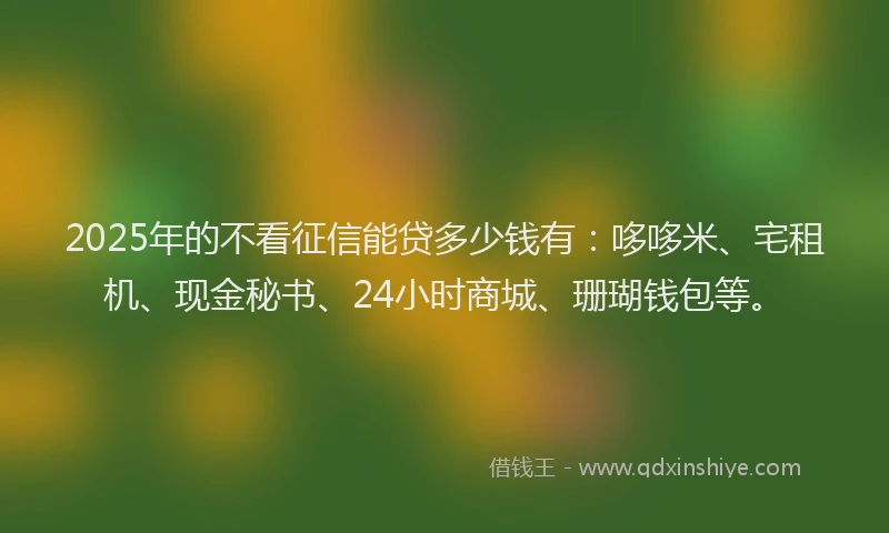 2025年的不看征信能贷多少钱有：哆哆米、宅租机、现金秘书、24小时商城、珊瑚钱包等。