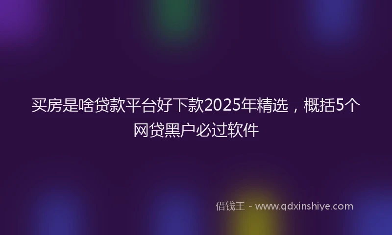 买房是啥贷款平台好下款2025年精选，概括5个网贷黑户必过软件
