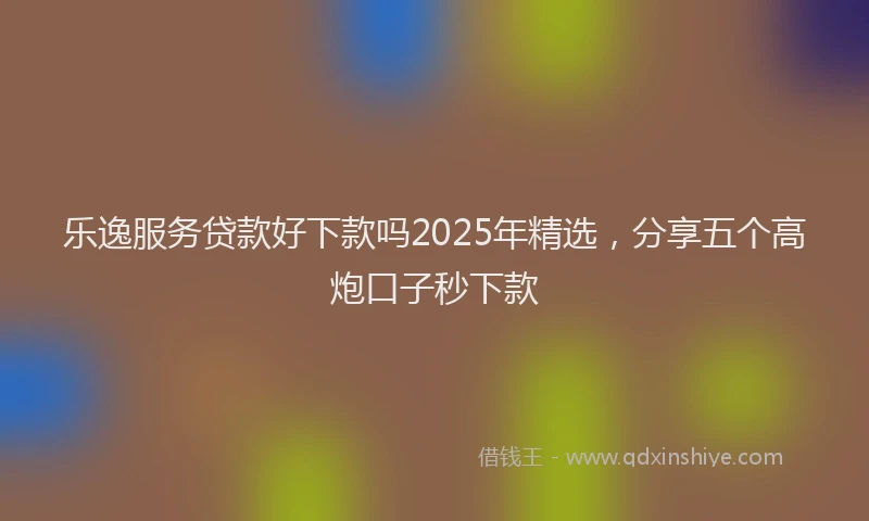 乐逸服务贷款好下款吗2025年精选，分享五个高炮口子秒下款