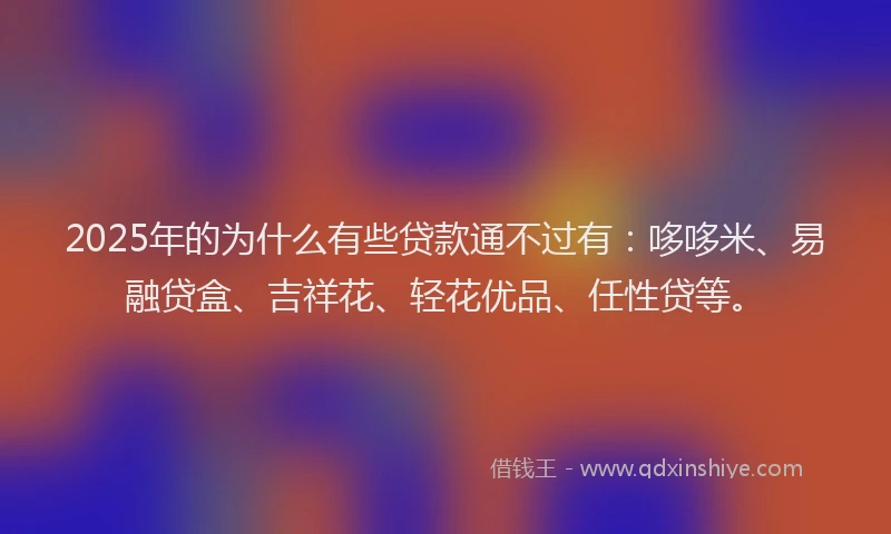 2025年的为什么有些贷款通不过有：哆哆米、易融贷盒、吉祥花、轻花优品、任性贷等。