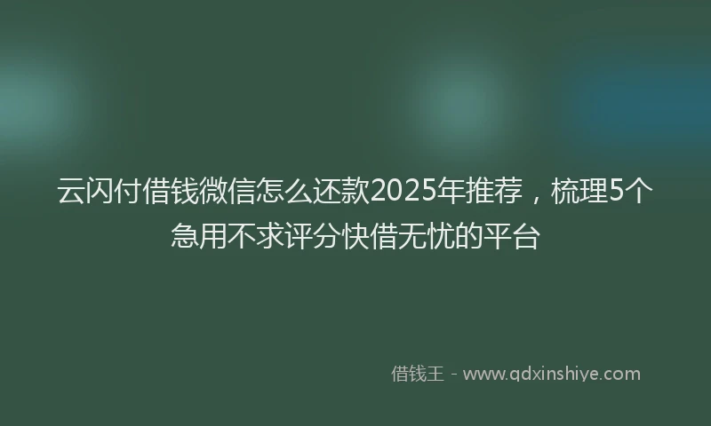 云闪付借钱微信怎么还款2025年推荐，梳理5个急用不求评分快借无忧的平台
