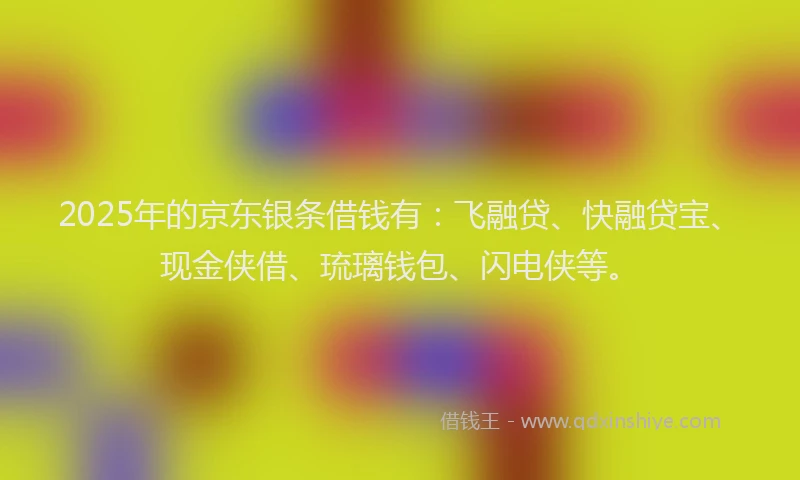 2025年的京东银条借钱有：飞融贷、快融贷宝、现金侠借、琉璃钱包、闪电侠等。