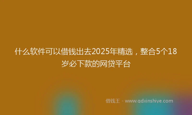 什么软件可以借钱出去2025年精选，整合5个18岁必下款的网贷平台