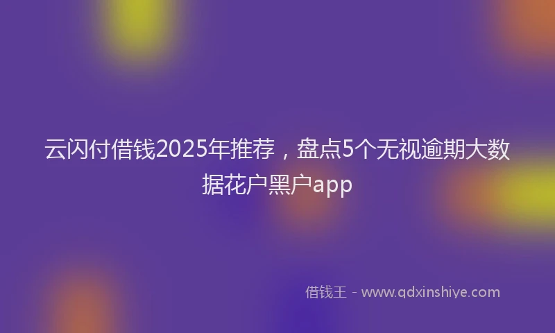 云闪付借钱2025年推荐，盘点5个无视逾期大数据花户黑户app