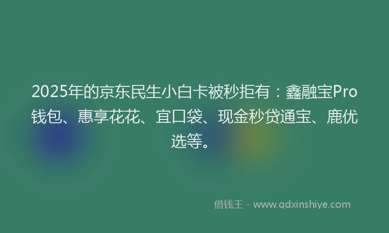 2025年的京东民生小白卡被秒拒有：鑫融宝Pro钱包、惠享花花、宜口袋、现金秒贷通宝、鹿优选等。