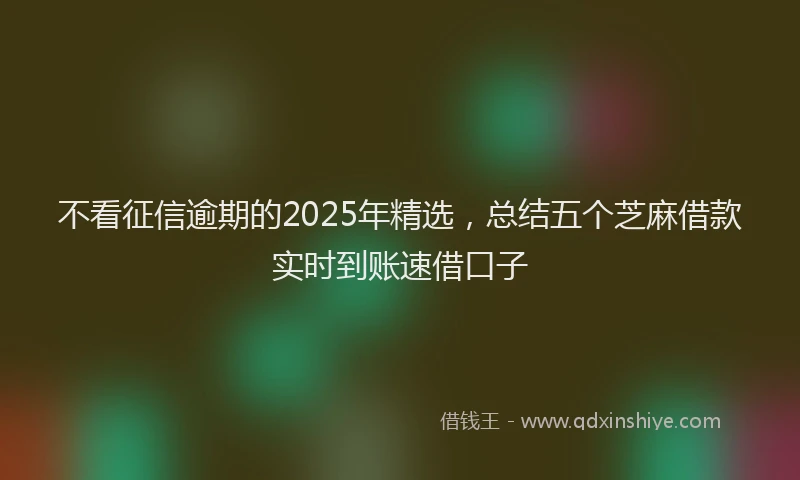 不看征信逾期的2025年精选，总结五个芝麻借款实时到账速借口子