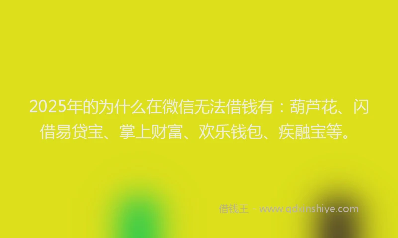 2025年的为什么在微信无法借钱有：葫芦花、闪借易贷宝、掌上财富、欢乐钱包、疾融宝等。