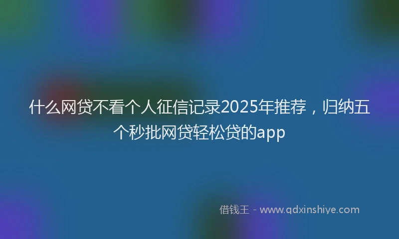 什么网贷不看个人征信记录2025年推荐，归纳五个秒批网贷轻松贷的app