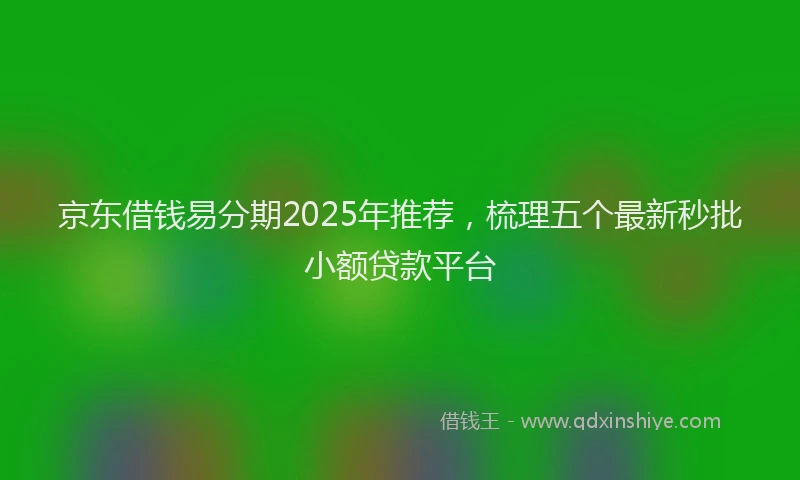 京东借钱易分期2025年推荐，梳理五个最新秒批小额贷款平台