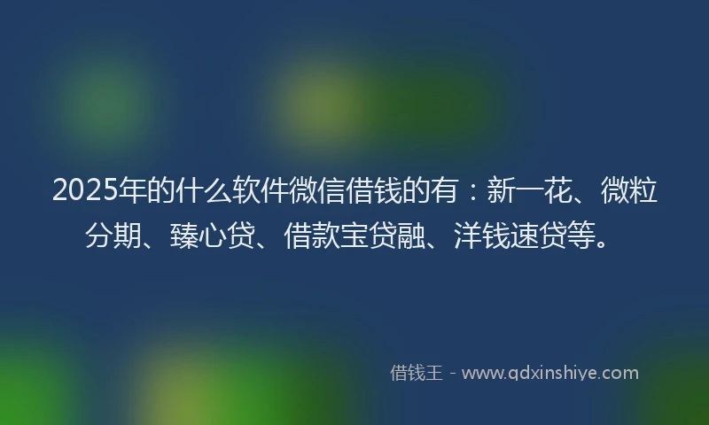 2025年的什么软件微信借钱的有：新一花、微粒分期、臻心贷、借款宝贷融、洋钱速贷等。
