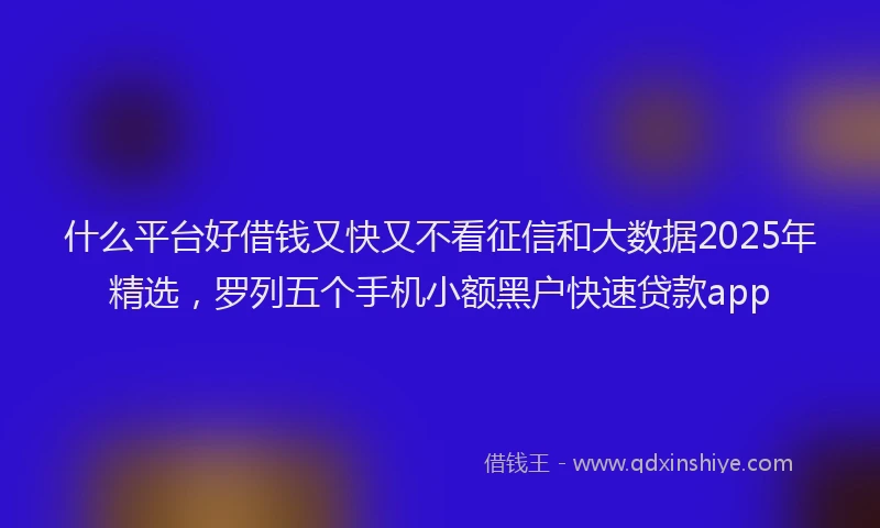 什么平台好借钱又快又不看征信和大数据2025年精选，罗列五个手机小额黑户快速贷款app