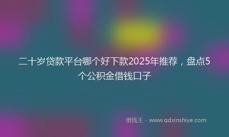二十岁贷款平台哪个好下款2025年推荐，盘点5个公积金借钱口子