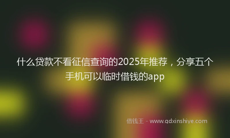 什么贷款不看征信查询的2025年推荐，分享五个手机可以临时借钱的app