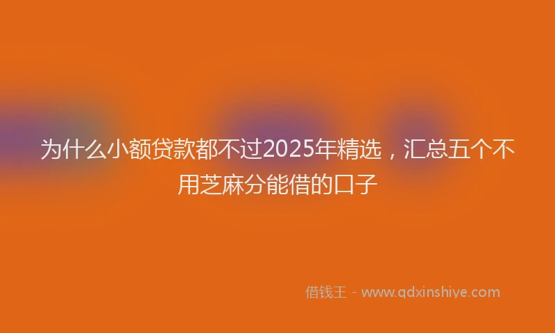 为什么小额贷款都不过2025年精选，汇总五个不用芝麻分能借的口子