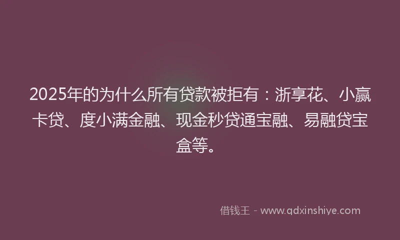 2025年的为什么所有贷款被拒有：浙享花、小赢卡贷、度小满金融、现金秒贷通宝融、易融贷宝盒等。