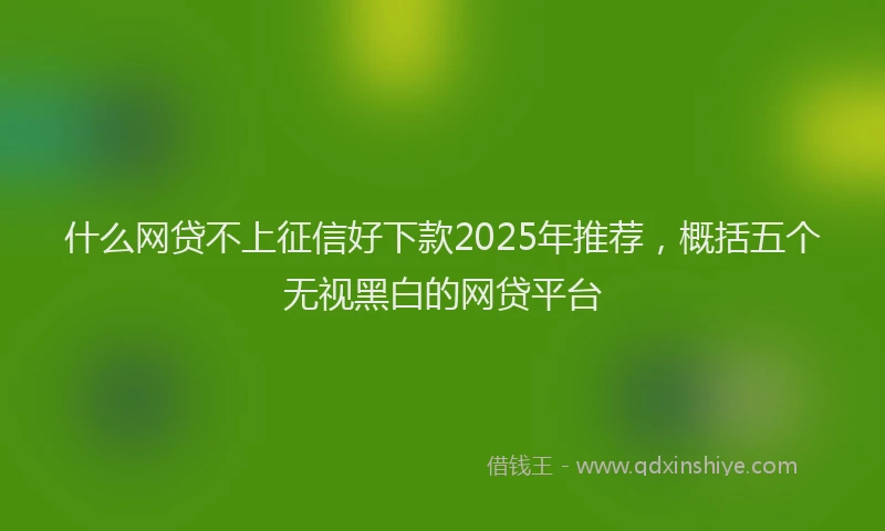 什么网贷不上征信好下款2025年推荐，概括五个无视黑白的网贷平台